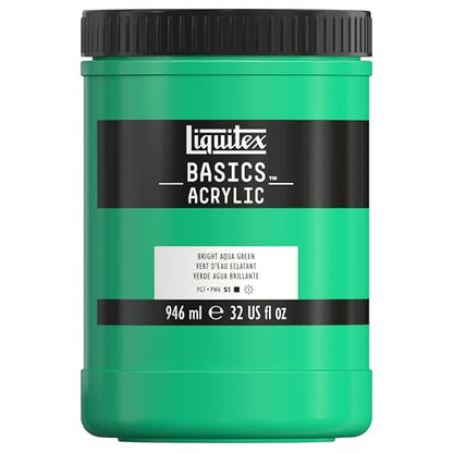 Liquitex BASICS Acrylic Paint, 946ml (32-oz) Jar, Bright Aqua Green - color: Bright Aqua Green, size: 32 Fl Oz (Pack of 1)