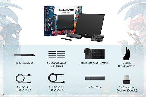 XPPen Wireless Drawing Tablet Deco Pro LW 2nd, 11 Inch Bluetooth Computer Graphics Tablet with X3 Pro Stylus & Mini Key-dial, Digital Drawing Pad for Animation, Digital Art, Video Editing - size: 11 Inch