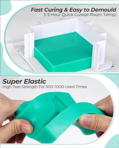 Nicpro 140 oz Silicone Mold Making Kit 20A, Platinum Liquid Silicone Rubber for Mold Maker, Jade Green Flexible & Food Safe Mix Ratio 1:1 for Casting 3D Resins Molds DIY with Gloves, Sticks & Cups - size: 140oz
