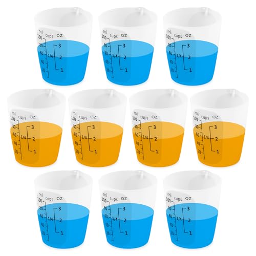 10Pcs Silicone Resin Mixing Measuring Cups 100ml / 3oz for Resin Supplies, Easy-to-read Black Marks, Non-stick Reusable Silicone Pouring Cups for Epoxy Mixing - size: 10*100ml (Black Marks)