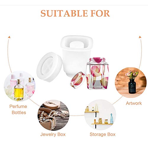 4 Style DIY Jewelry Resin Casting Molds Bottle Storage Jar With Lid Crystal Epoxy Mold Kit Handmade Craft Aromatherapy Candle Making Tool Clear Silicone Plaster Clay Mould （Rectangle Bottle） - color: （Rectangle Bottle）