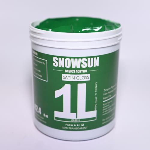 SNOWSUN Green Acrylic Paints, Large Bulk Heavy Body Acrylic Paint (42.4 oz, 1L) - Non Toxic Gloss Thick Art Paint for Multi-Surface, Ideal for Canvas Wood Ceramic Fabric and Leather, Stone Craft, for Artists & Beginners - color: green
