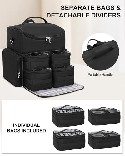 Relavel Tattoo Backpack with 6 Removable Pouches, Tattoo Travel Case with 3 Detachable Dividers, Waterproof Tattoo Carrying Case for Stencil Printer, Equipment and Supplies - Black - color: Black With 2 Bags