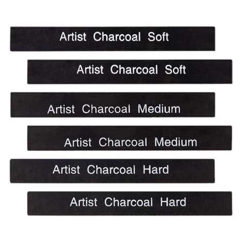 Hemoton 6pcs Artist Charcoal Sticks Soft Medium Hard Compressed Charcoal Drawing Pencils for Sketching and Shading Suitable for Art Students and Hobbyists