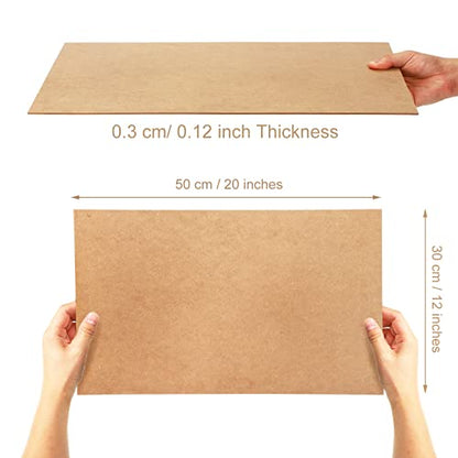 Bucherry 10 Pcs 3 mm Craft Wood Plywood 1/8 x 12 x 20 Inch MDF Board Laser Medium Density Fiberboard Panels for Laser Cutting Cardboard Sheets, DIY Projects, Drawing, Painting, Wood Engraving