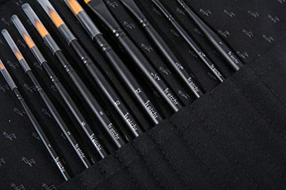 Etchr Professional Artist Paintbrushes – 10 Assorted Vegan-Friendly Watercolor Brushes in Carry Case - Quality Brush Set