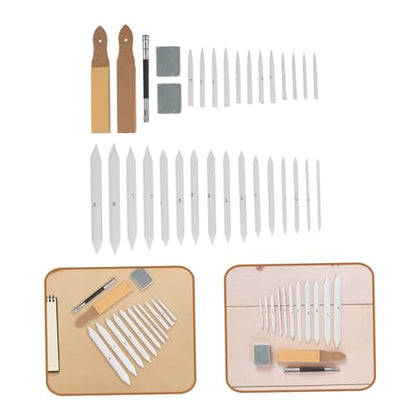 Mobestech 33pcs Blending Stump and Tortillions Sketching Blending Tools Set with Sandpaper Block Pencil Extender and Kneaded Erasers for Artist Drawing and Paper Art