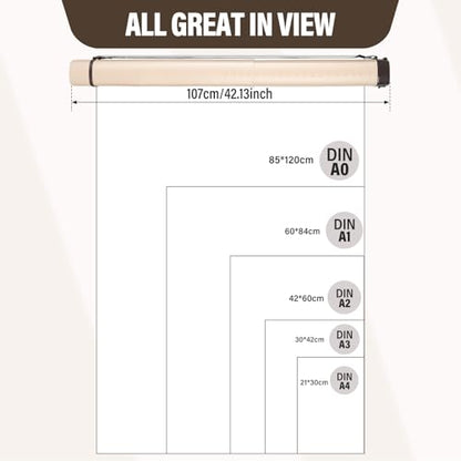 DEWEL Adjustable Poster Tube 24.5"-42", Waterproof Plastic Document Storage Tube Telescoping Carrying Case, Light Resistant Drawing Tube Painting Picture Tube Holder (Beige-Large Size) - color: Beige (Polygon), size: Large