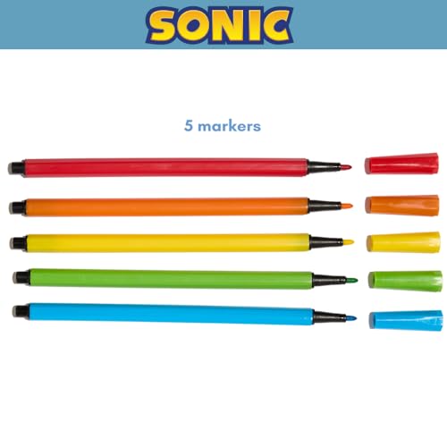Sonic The Hedgehog Sketchbook for Kids with Washable Markers, 86 Blank Pages Spiral Bound, Sonic and Shadow - color: Sonic