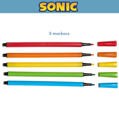 Sonic The Hedgehog Sketchbook for Kids with Washable Markers, 86 Blank Pages Spiral Bound, Sonic and Shadow - color: Sonic