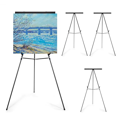 Falling in Art Aluminum Flip Chart Display Easel Stand with Adjustable Floor for Boardroom, Whiteboard, Paper Pads, Signage, 63 1/2'' High, Black 4 Pack - style: Black 4-Pack