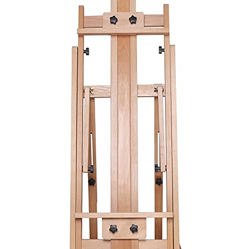 Large H-Frame Easel, Studio Easel Stand Wooden Art Craft Painting Stand with 56.3-91.34 in Adjustable Height & Wheels for Painting Canvas