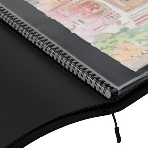 Picturesque Pro Presentation Case- Professional Art Portfolio Folder for Artwork up to 24x36- Zippered Case - Archival Storage Solution w/Two Removable Spiral-Bound Refill Books of 20 Clear Sleeves - size: 24x36" w/ 2 Refills