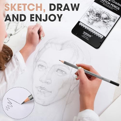 48 Pcs Drawing Sketching Pencil Set, Professional Drawing Pencils (10b - 6h) Graphite Sketch Pencil Artist Pencils Ideal for Beginners & Pro Artists, Drawing Art, Sketching, Shading Christmas Gifts