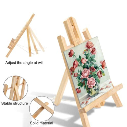 AROIC 96 PCS Painting Supplies Set with Easels, 8 PCS Wood Easels, 8 Packs of 80 Brushes with Nylon Brush Head and 8 PCS Palettes, Tabletop Wooden Art Easel for Kids & Adults Sip and Paint Party - style: 96Pcs(8 Sets)