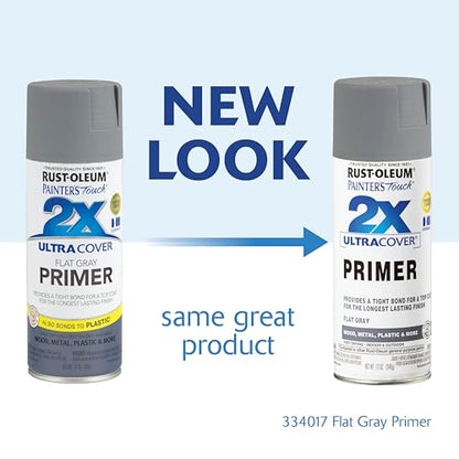 Rust-Oleum 334017-6PK Painter's Touch 2X Ultra Cover Spray Primer, 12 oz, Flat Gray, 6 Pack - color: Gray, size: 2 Ounce (Pack of 6)