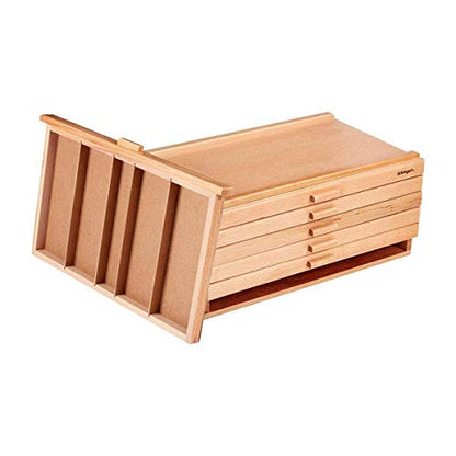 KINGART Wood 6-Drawer Artist SUPPLY STORAGE BOX, 15-3/4” W x 10” D x 6-1/2” H, Natural Finish, Storage for Art Materials including Paint Tubes, Pastels, Pencils, Markers, Brushes and more