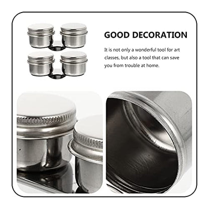 Wakauto Stainless Steel Painting Brush Washer Oil Palette Cup Brush Cleaning Pot Lid - size: 9X4.2X3.5CM