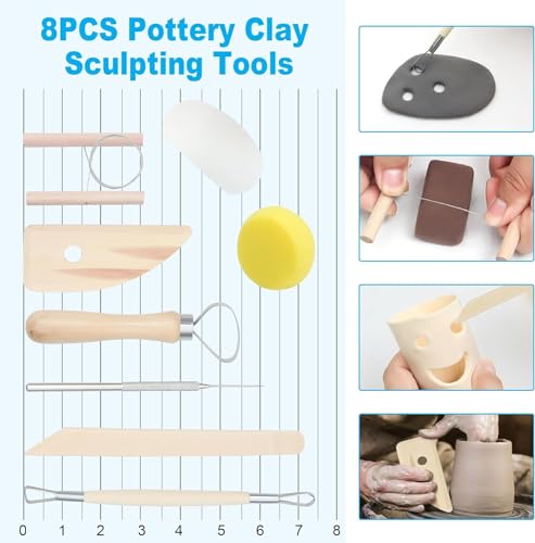 Pottery Clay, Natural Air Dry Clay, 5.5lbs Modeling Clay with Pottery Sculpting Tool Set, All-Purpose Clay Sculpting Kit - Yellow - color: Yellow