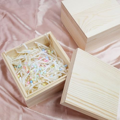 MY MIRONEY 2Pcs Wooden Unfinished Storage Box with Top Lid 5.91" x 5.91" Square Wooden Pine Box DIY Craft Stash Boxes for Arts Hobbies and Home Storage - size: 5.91" x 5.91"