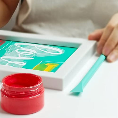 JAJADO 12 Jars Chalk Paste Paint Set, 9 Pcs Chalk Paint Mini Squeegees and Rubber Squeegee Stir Sticks, Screen Printing Ink Reusable Adhesive Stencil Paste Craft on Wood, Furniture, T-Shirt - color: 12 Jars with 9 Pcs Tool