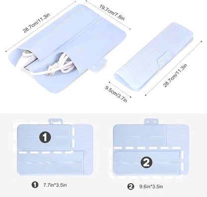 Heat Resistant Silicone Mat Travel Case Portable Travel Mat Cover for Hair Straightener, Flat Iron and Hot Hair Styling Tools (White) - color: White