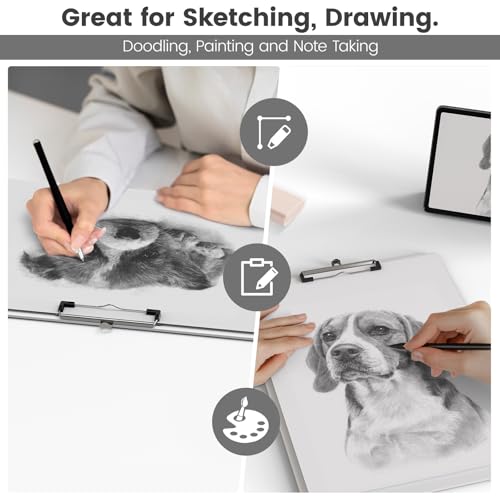 Extra Large 11x17 Clipboards, Landscape and Vertical Layout 2 Pack | White Plastic Drawing Boards with Low Profile Clip. Suitable for Watercolor, Sketching, Painting. Art & Drafting Supply - color: White