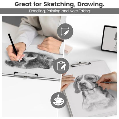 Extra Large 11x17 Clipboards, Landscape and Vertical Layout 2 Pack | White Plastic Drawing Boards with Low Profile Clip. Suitable for Watercolor, Sketching, Painting. Art & Drafting Supply - color: White