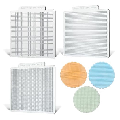 KALAIEN 3 Pack Cookie Embosser Set, Fondant Impression Mats Acrylic Embosser for Fondant Stamps, Texture Sheets for Polymer Clay, Chocolate, Cupcake Topper, Fondant Molds-Style 2 - color: Style 2