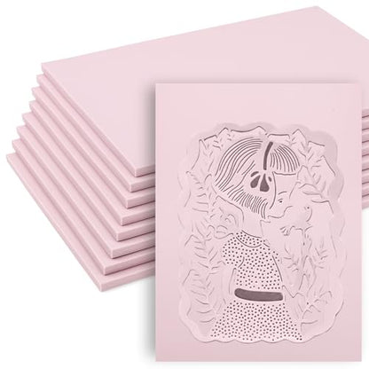 8 Pack 8"x6" Pale Pink Linoleum Blocks for Printmaking, Rubber Stamp Carving Blocks Linoleum Carving Tools for Stamp Maker Printmaking Supplies - size: 8"x6"