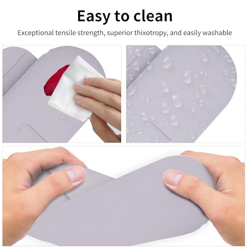 Travel Makeup Brush Holder with Cleaning Pad -Silicone Brush Organizer Case, Magnetic Closure Waterproof Cosmetic Bag for Easy Storage & On-the-Go Cleaning (9.05 Inch) - color: Purple