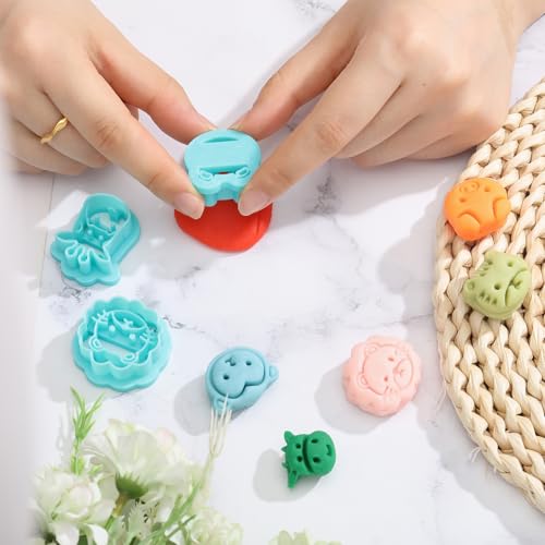 ORIGACH 12 Style Cute Animal Clay Cutters, Animal Studs Polymer Clay Cutters Set Cat Bear Pig Cow Clay Cutters for Earring Making Small Animal Face Studs Clay Cutters for Jewelry Making - style: Animal