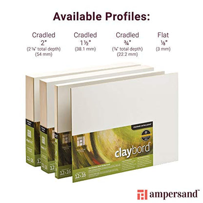 Ampersand Art Supply Wood Painting Panel: Museum Series Claybord, 12" x 16", 1/8" Flat Profile - color: 1/8 Inch Depth, size: 12" x 16"
