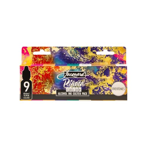 Jacquard Alcohol Ink Set - Pinata Color Overtones Exciter Pack - Highly Saturated - Acid-Free - 9 Assorted Colors Half Ounce