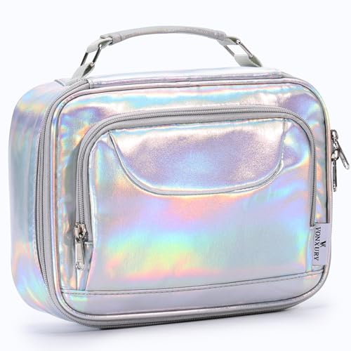 Large Pen Pencil Case,VONXURY High Capacity Art Colored Pencil Pouch Portable Stationery Organizer With 2 Detachable Layers 54 Slots Multiple Zipper Pockets for School Office College - color: Silver