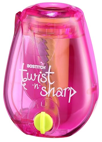 Bostitch Office Twist-n-Sharp Pencil Sharpener, for Kids & Colored Pencils, Assorted Colors (PS1-PINK-EC) - color: Pink, size: Single