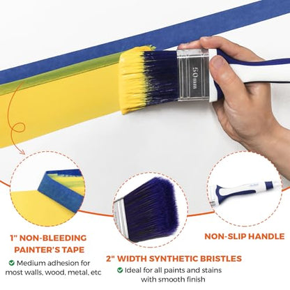 20pcs Small Paint Roller Kit, 4“ 2” Mini Roller Paint Brush with Special Caved-in Edge Foam, Microfiber Rollers and Versatile Paint Tray for Painting Walls, Cabinet, Touch up