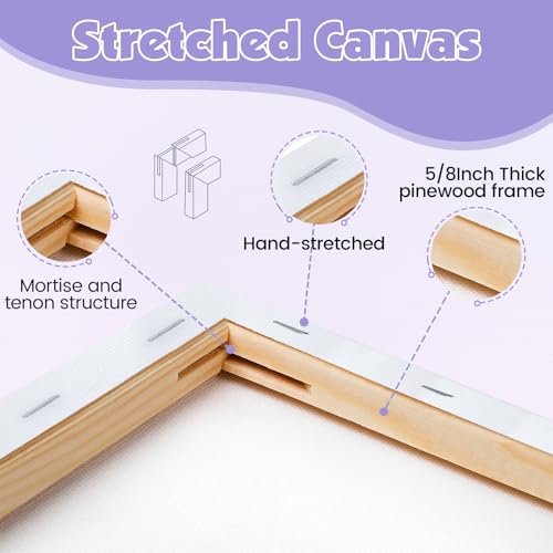 ESRICH Stretched Canvas for Painting, 3 Pack 8x10 Canvas Value Pack, Primed Acid-Free Cotton Blank Canvas, Paint Canvases for Oil & Acrylic Paint. - size: 8x10in 3pack