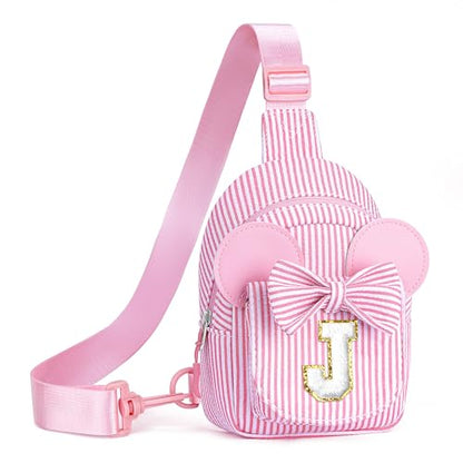 Kids Cross Body Bag, Birthday Gifts for 2 3 4 5 6 7 Year Old Girls Gift, Small Sling Bags for Girls Kid Daughter Birthday Gift for Kids Girl Monogram Cute Sling Bag (Pink J) - color: Pink, style: J