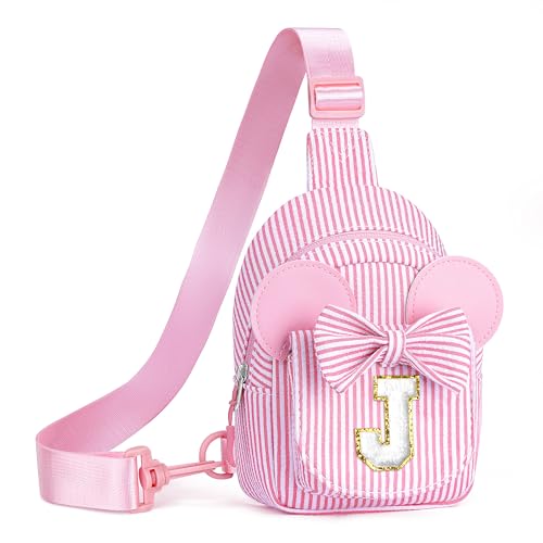Kids Cross Body Bag, Birthday Gifts for 2 3 4 5 6 7 Year Old Girls Gift, Small Sling Bags for Girls Kid Daughter Birthday Gift for Kids Girl Monogram Cute Sling Bag (Pink J) - color: Pink, style: J