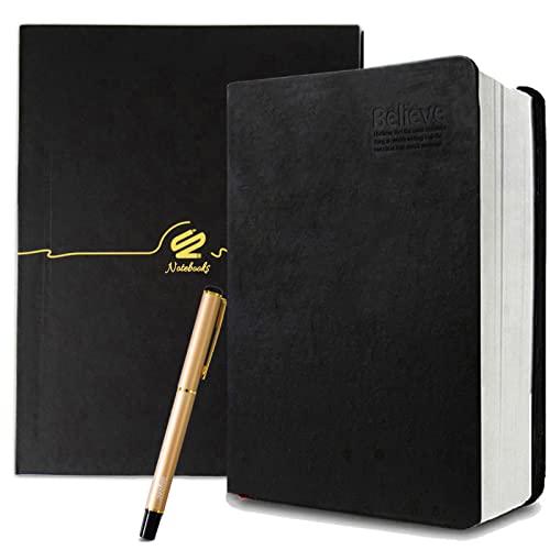 Lemical 720 Pages Thick Journal with Gift Box & Pen, Thick Leather Journal Notebook Writing Journal Notebook With Pen & Gift Box Lined Paper Travel Diary Ideal Gift for Anniversary Birthday Holiday - size: Large with gift box & pen - Believe