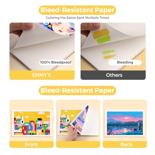 ENMY Acrylic Marker Sketch Pad, 10.2×7 inch Bleed-Proof Marker Paper,140lb/300gsm Heavyweight Sketchbook, 30 Sheets Drawing Pad Glue-Bound with Hard Backing for Artists, Students