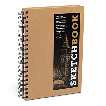 Sketchbook 7 x 10" Kraft Spiral Hardcover Mixed Media Sketchbook for Drawing: Acid-Free Quality Paper (128 pages) (Union Square & Co. Sketchbooks)