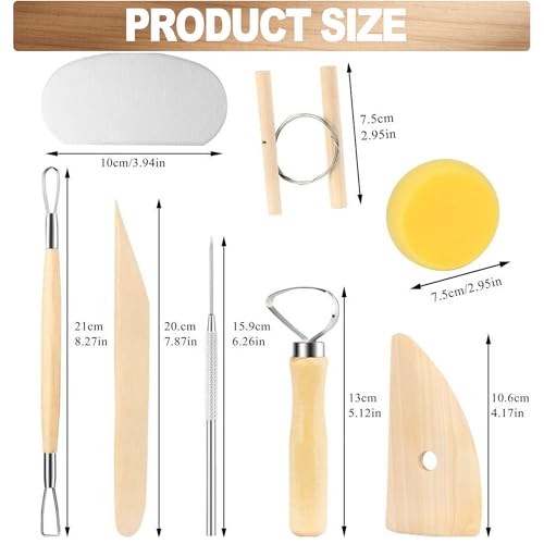 LINPHCEY 8Pcs Clay Sculpting Tools Set Perfect for Polymer Air Dry Modeling Clay Beginners & Professionals Ideal for DIY Pottery & Ceramics Tools for Clay Sculpey Sculpting & Crafting