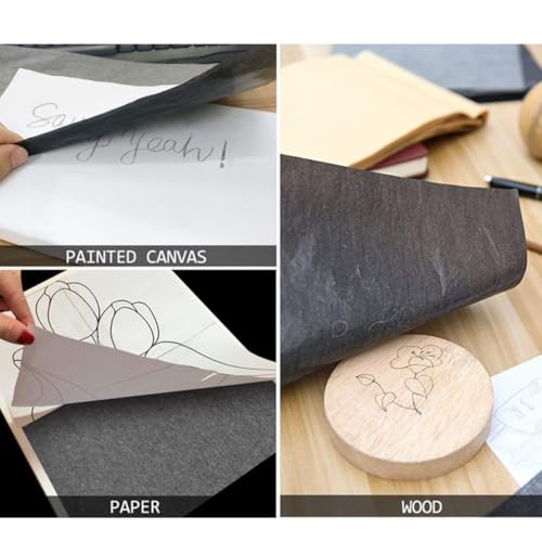 PLAFOPE Tracing Paper A4 Carbon Paper Black Graphite Transfer Paper 100 Sheets for Office Art - color: Black