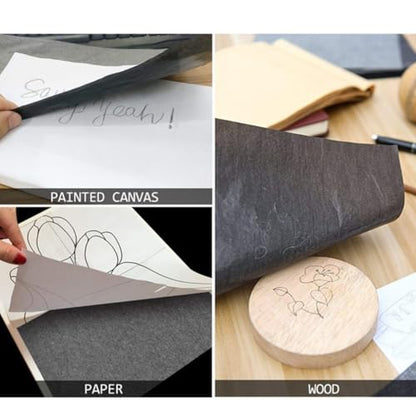 PLAFOPE Tracing Paper A4 Carbon Paper Black Graphite Transfer Paper 100 Sheets for Office Art - color: Black