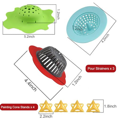 11”Rotate Turntable Sculpting Wheel with Pour Painting Supplies Acrylic Pouring Strainers for DIY Art Pouring Acrylic Paint Kit