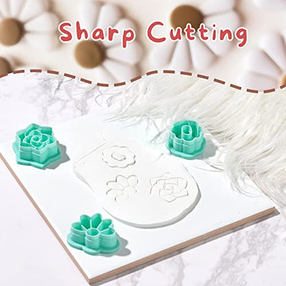 TAINSKY Flower Shape Polymer Clay Cutters Set, 12 Shapes Clay Earrings Cutters for Polymer Clay Jewelry, Plastic Clay Earring Cutters for Polymer Clay Jewelry Making