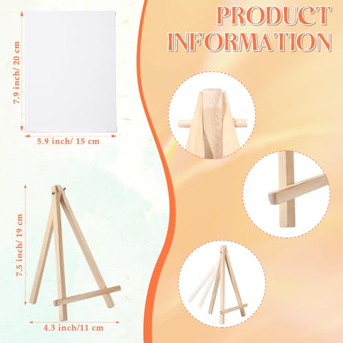 MotiMind 36 Pcs Mini Canvas and Easel Set for Painting, 6 x 8 Inch Canvas Panels with 8 Inch Wooden Easels for Oil Acrylic Painting Christmas Birthday Valentine's Mother's Day Art Crafts Party Favors - size: 6 x 8 Inch