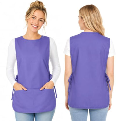 TFTAFAN Cobbler Apron Unisex Waterproof Apron with 2 Deep Pockets Art Smock for Painting Cleaning Artiest Apron work kitchen - color: Purple
